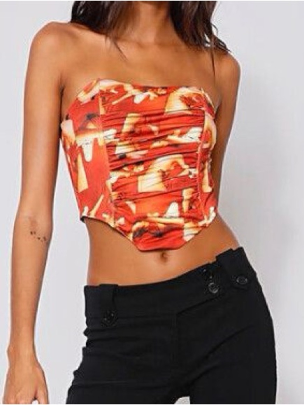 Tiger Mist Orange & Red Print Corset Top